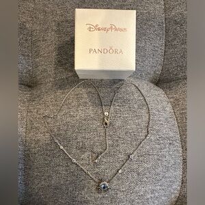 Disney Pandora Silver Necklace with Blue Cinderella Accent
